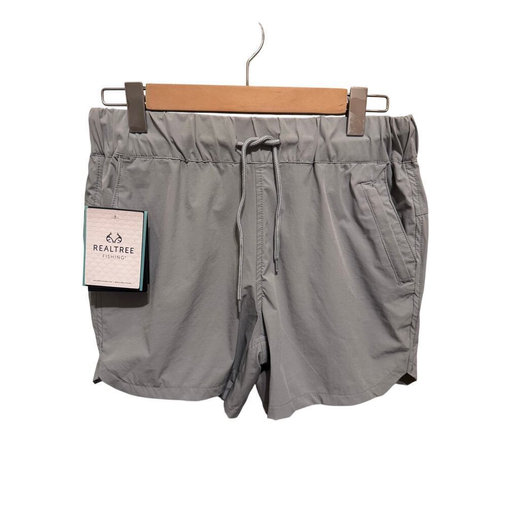 Realtree Hybrid Gray Women's Performance Fishing Shorts Elastic Drawstring Small